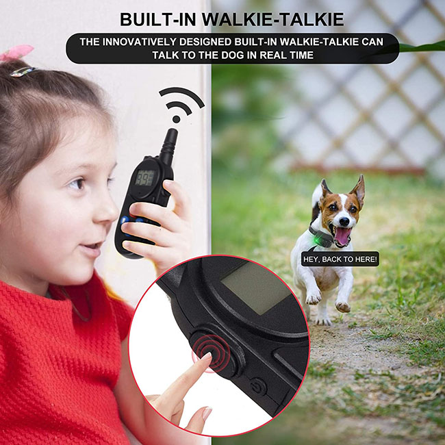 dog training collar with walkie talkie Remote Control Distance Up to 3280Ft