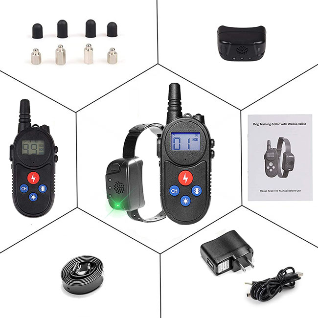 dog training collar with walkie talkie Remote Control Distance Up to 3280Ft