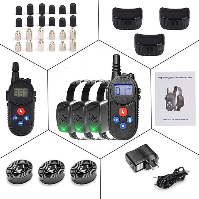 dog training collar with walkie talkie Remote Control Distance Up to 3280Ft for 3 dogs